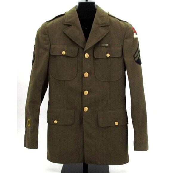 WWII US Army Air Corp Wool Jacket Olive 9th Army Utah Beach Northeast Europe 35L
